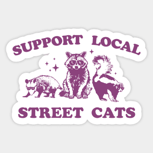 Support Your Local Street Cats Graphic T-Shirt, funny raccoon meme shirt, Vintage Raccoon T Shirt, Nostalgia Sticker